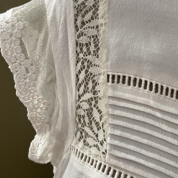 Cream/off white Daniel Rainn short sleeve top sz M - Picture 3 of 10